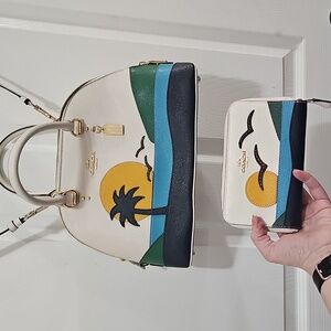 Coach Katy Satchel And Wallet - Sunset Motif EUC HTF